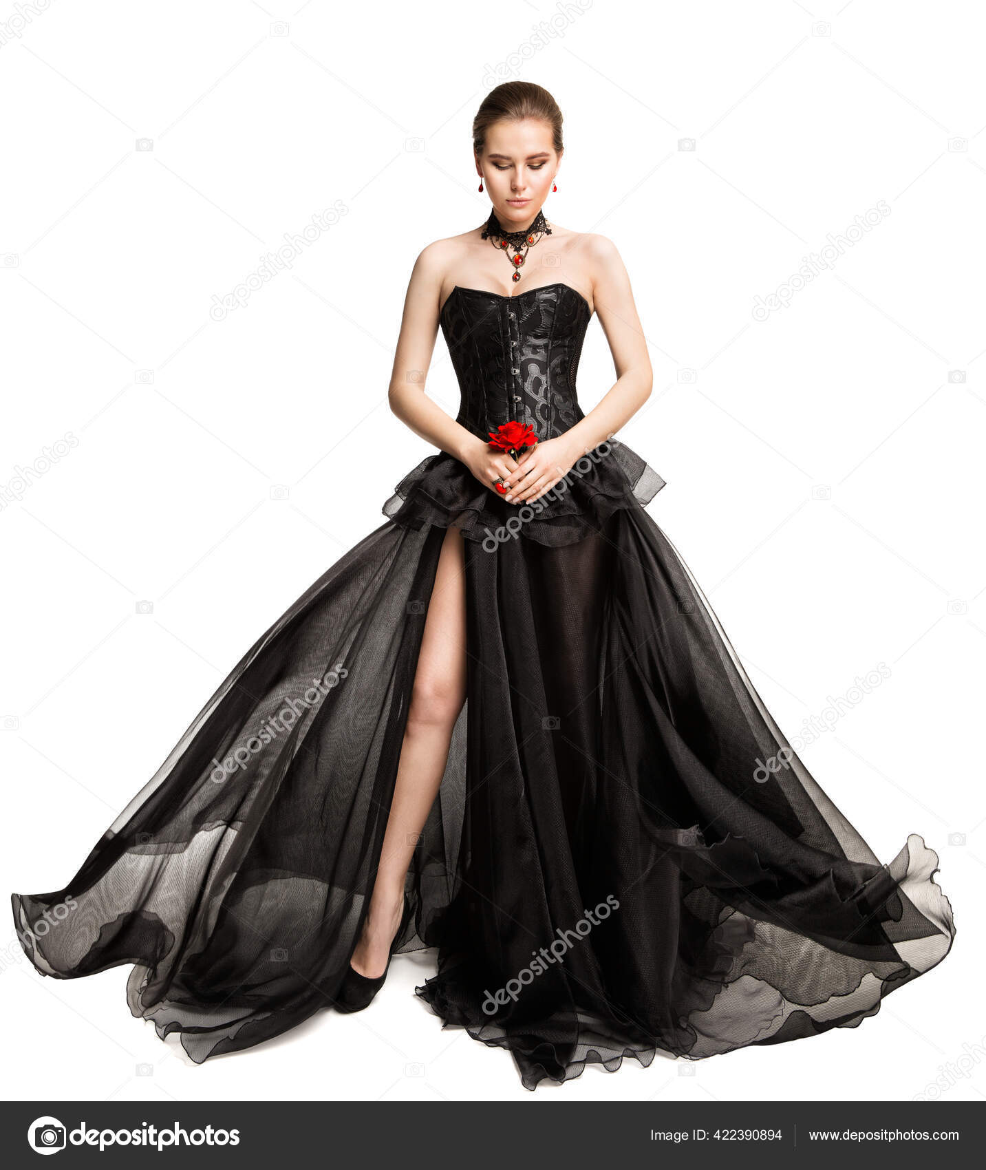 Black Open Back Long Vegan Leather Prom Dress