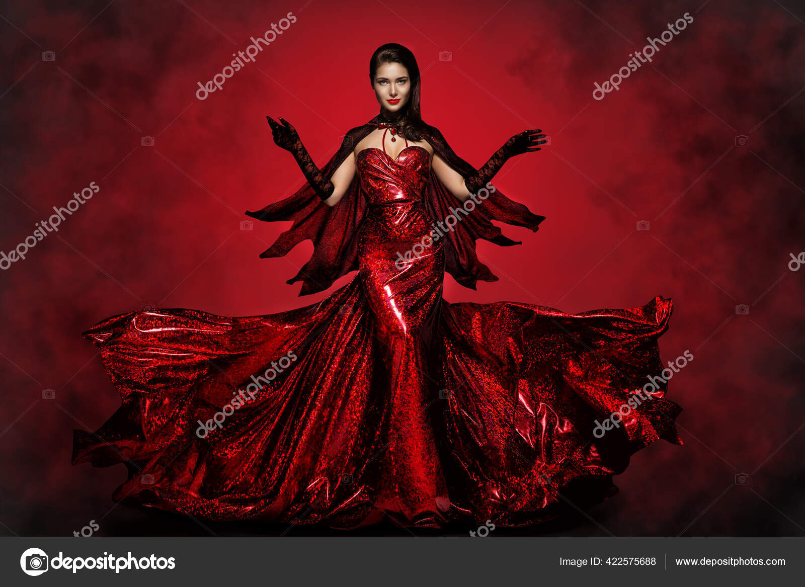 Retrato Bruxa Assustadora Com Espada Vestida Manto Vermelho Contra Fundo  fotos, imagens de © fxquadro #625255858