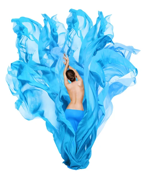 Kobieta Piękne Ciało Powrót Widok Boku Modelka Slim Girl Niebieskiej — Zdjęcie stockowe