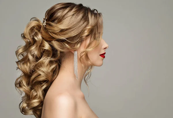 Beauty Woman Hair Style Braut Hochzeit Frisur Seitenansicht Modelporträt Mit — Stockfoto