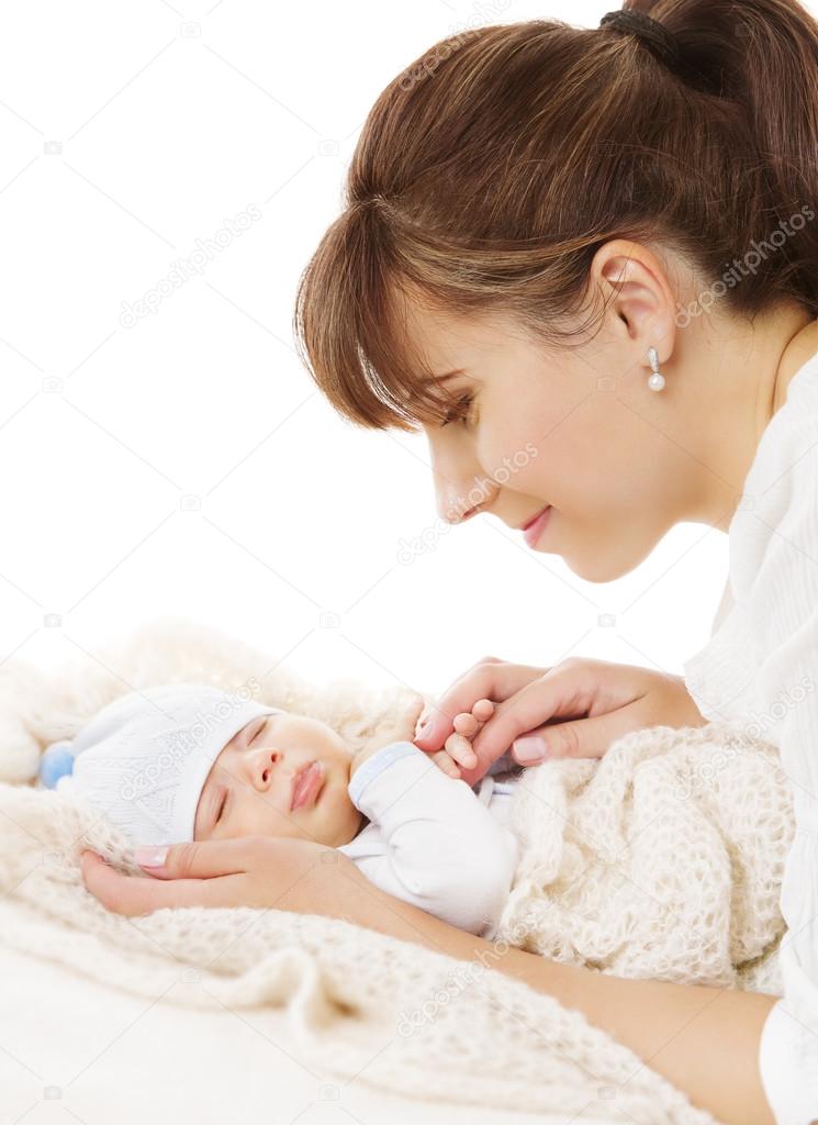 Mother newborn baby family portrait mom with new born kid parent and child Mother newborn baby family portrait mom with new born kid parent and child
