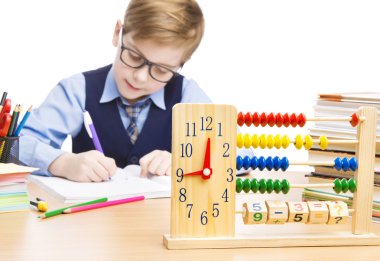 School Child Pupil Education, Clock Abacus, Students Kid  Boy, White