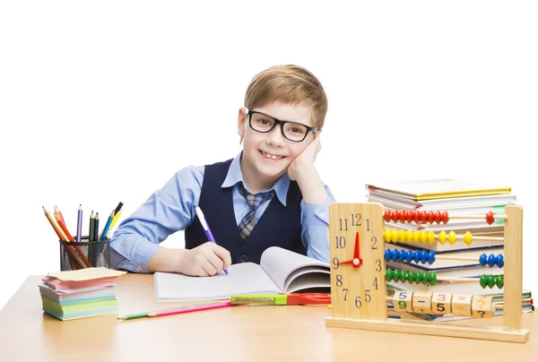 Escola Criança Estudantes Educação, Pupil Kid Boy Aprender Menos, Branco — Fotografia de Stock
