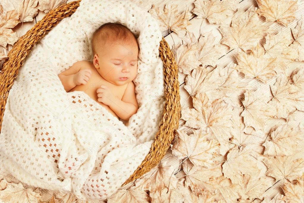Baby Sleep  Autumn Leaves, New Born Kid, Newborn Asleep