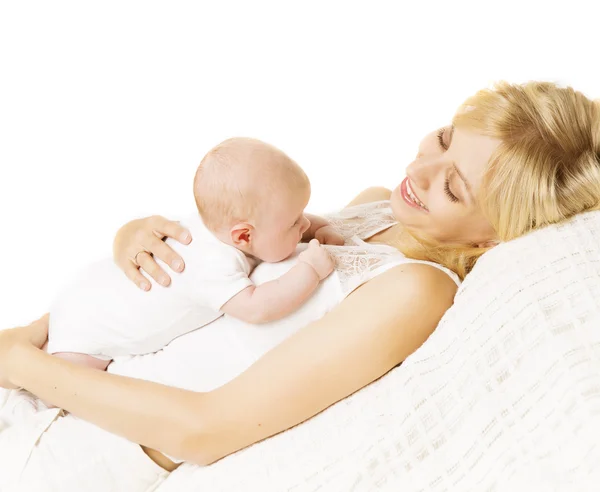 Baby Sleeping in Bed, Newborn Kid Sleep in Hat, New Born Girl — Stock Photo, Image