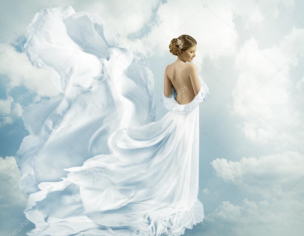 Women Fantasy Flying Gown, Waving Dress Blowing on Wind