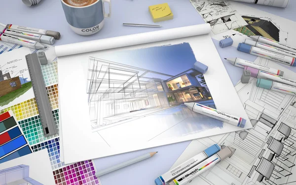 Huis ontwerpwijzigingen aanbrengen — Stockfoto