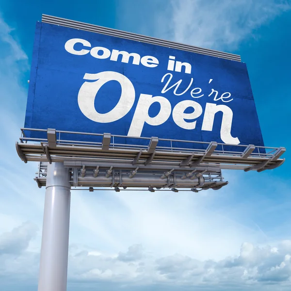 Come in, we are open billboard — Stock Photo, Image