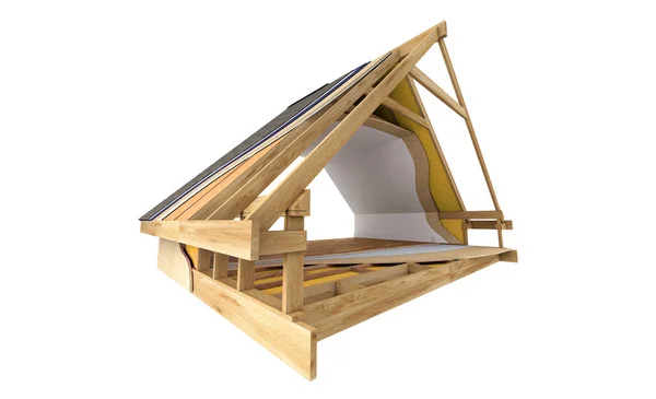 Renderowanie Dachu Różnymi Warstwami Pokazującymi Fazy Budowy — Zdjęcie stockowe