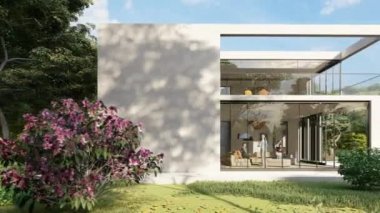 Büyük çağdaş bir villanın 3 boyutlu canlandırması 