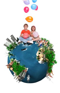 Kids celebrating the Earth clipart