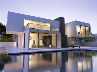 Modern house with pool clipart