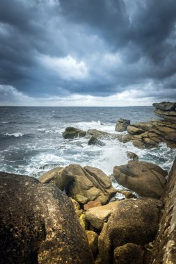 Kayalık sahil davranırken görmek fırtınayı