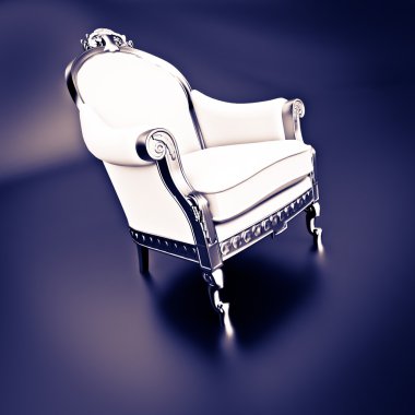 White and metal vintage  ornate chair