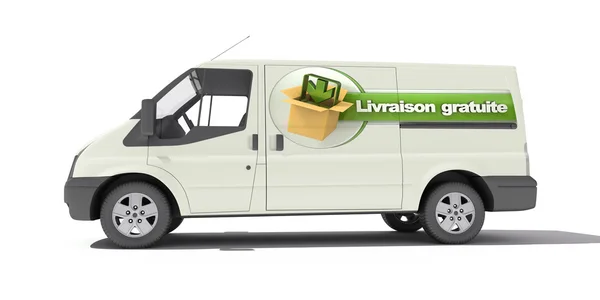 Dostawy van, livraison gratuite — Zdjęcie stockowe