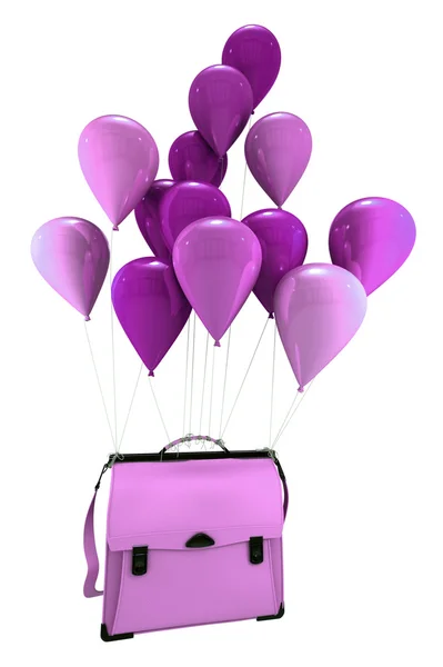 Palloncini rosa che trasportano uno schoolbag — Foto Stock