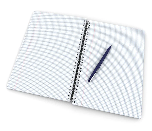 Offenes Notizbuch mit Stift — Stockfoto