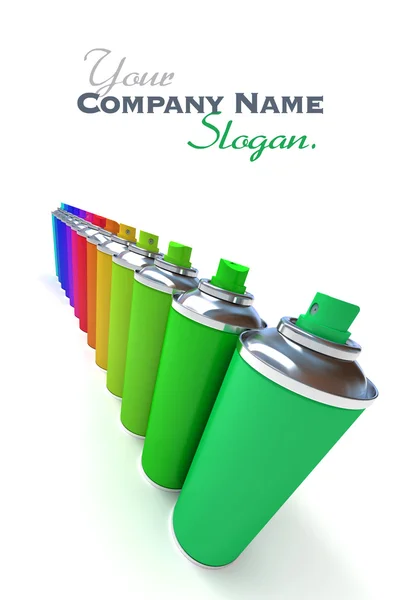 Diagonal row of multicolored sprays — Stock Photo, Image