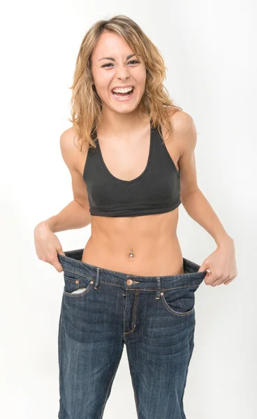 Happy woman after weight loss — Stock Photo, Image