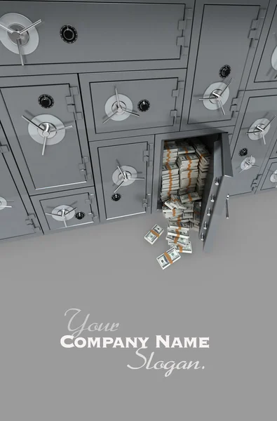 Банковский сейф полный долларов — стоковое фото