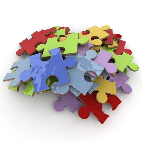 Pile of puzzle pieces — Stock Photo, Image