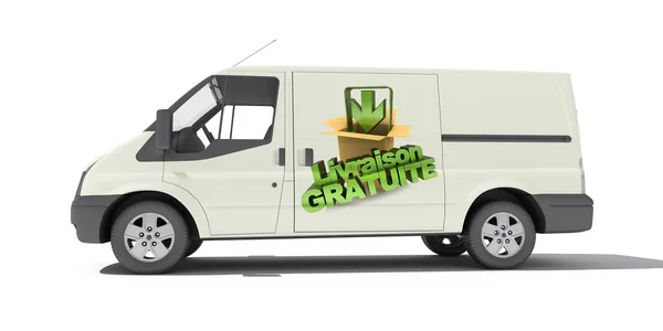 Dostawy van, livraison gratuite — Zdjęcie stockowe