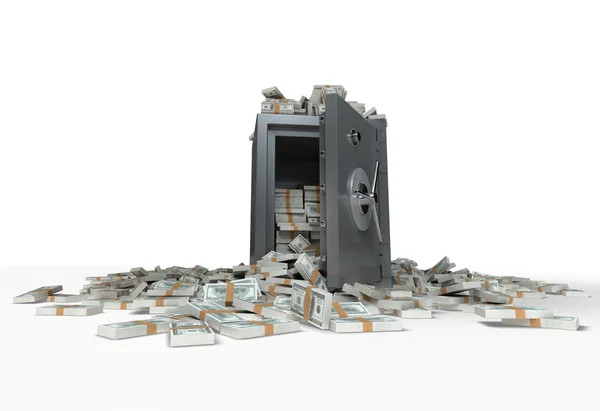 Caja fuerte llena de billetes de 100 dólares — Foto de Stock