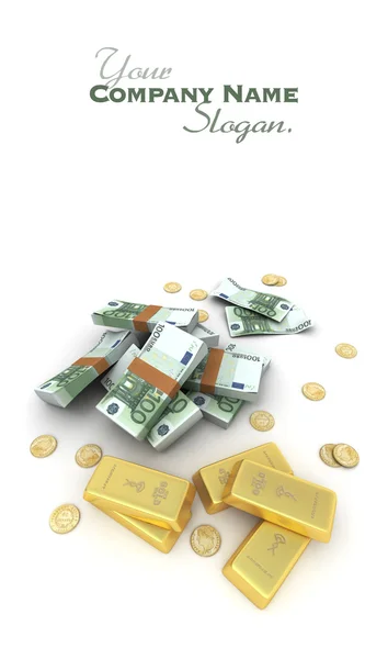 Cash and gold Euro — Stock Photo, Image