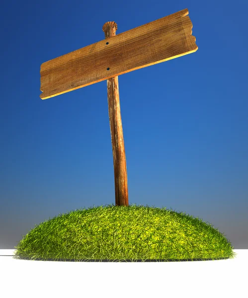 Wooden sign on grass — Stock Photo, Image