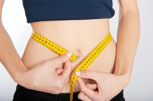 Slim waist measuring — Stock Photo, Image