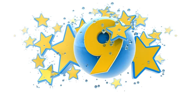 Ninth anniversary blue and yellow — Stock Photo, Image