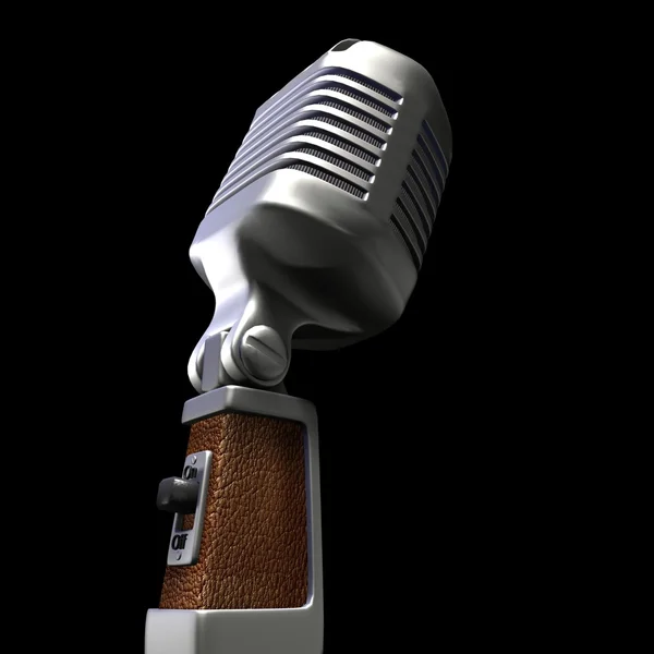 Microfone retro em fundo preto — Fotografia de Stock