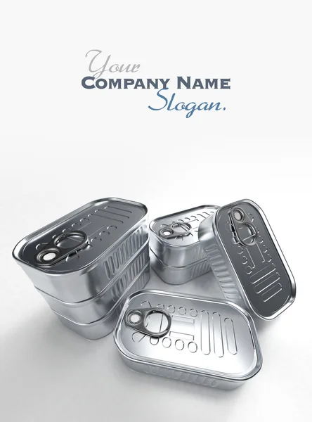 Aluminum tin can group slogan — Stock Photo, Image