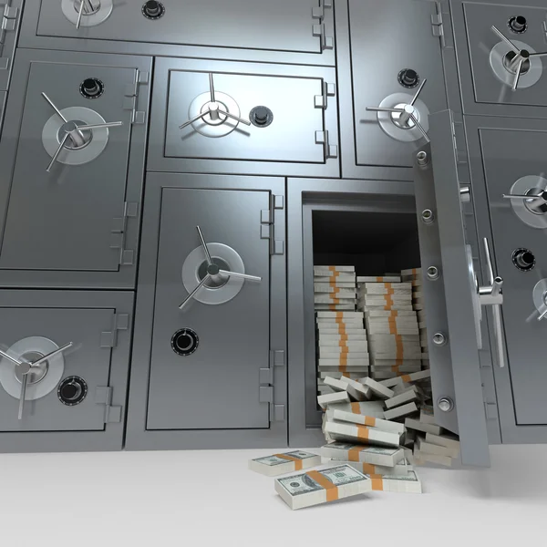 Banksafe voller Dollars — Stockfoto