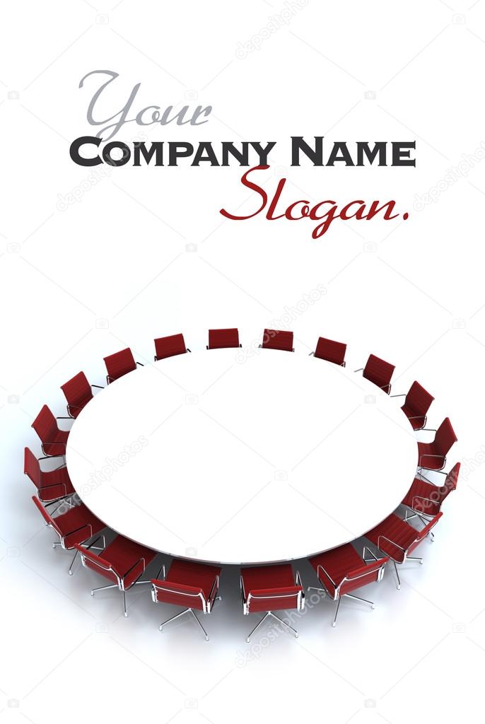 Round conference table surrounded by chairs