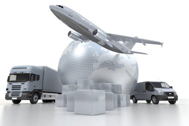 Air and road transportation silver clipart