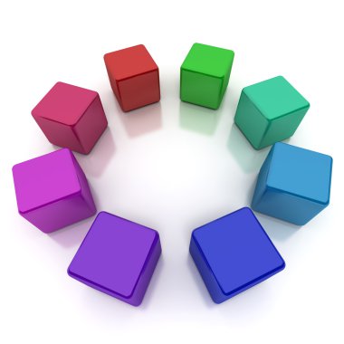 Renkli küpler daire