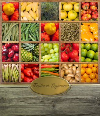 Fruits et legumes labeled clipart