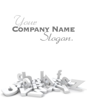 farklı alfabe beyaz harflerle 3D render varsaymak