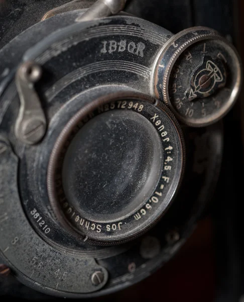 Detalhe sobre uma câmera vintage — Fotografia de Stock