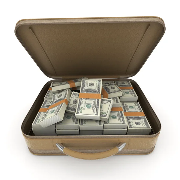 Briefcase with lots of cash, dollar — Stock Photo, Image