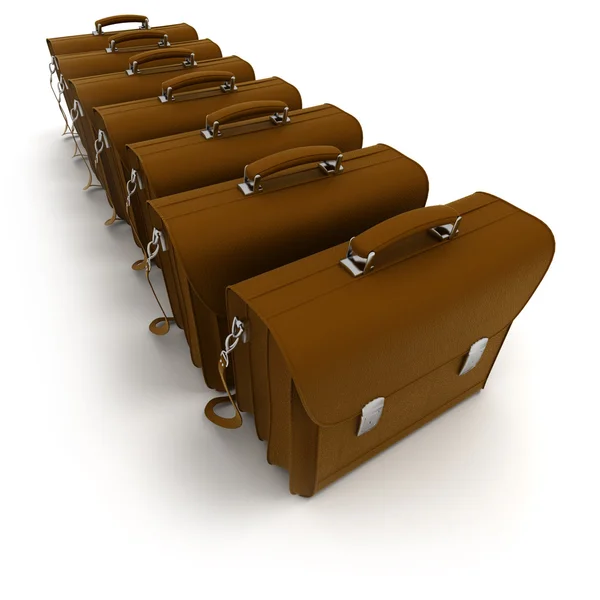 Row of leather briefcases — Stock Photo, Image