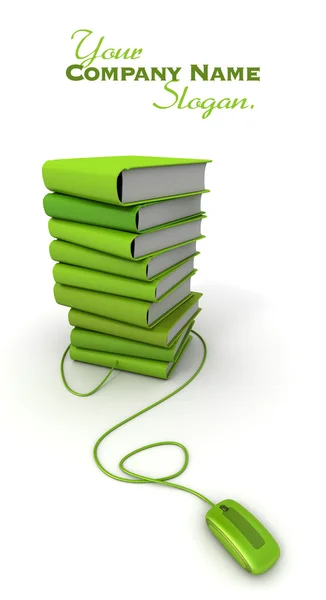 Zielona e książki — Zdjęcie stockowe