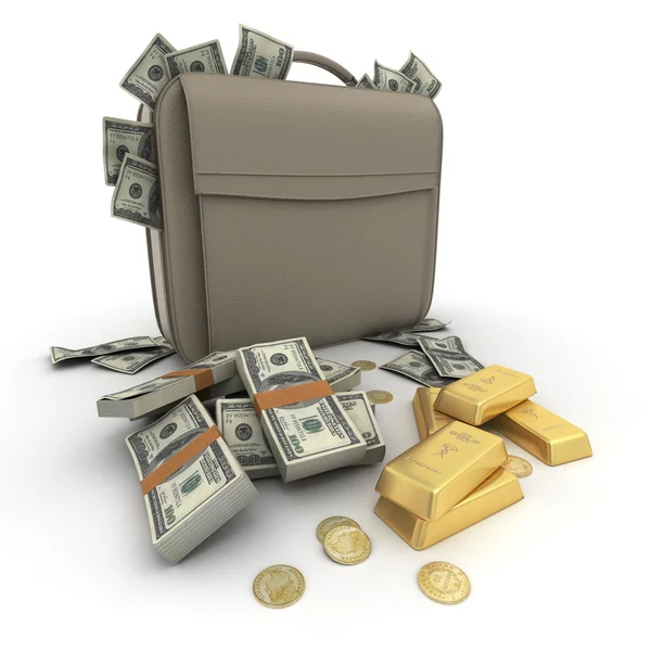 Money US on a briefcase — Stock Photo, Image