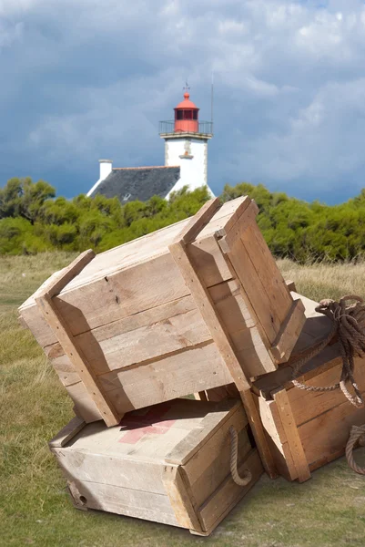 Faro e casse — Foto Stock