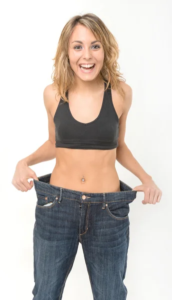 Happy woman after weight loss — Stock Photo, Image