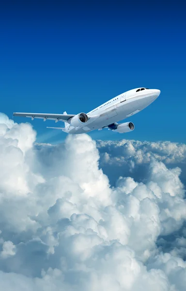 Airplane and clouds — Stock Photo, Image