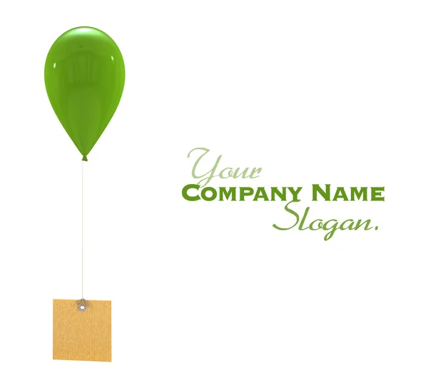 Message with green balloon — Stock Photo, Image