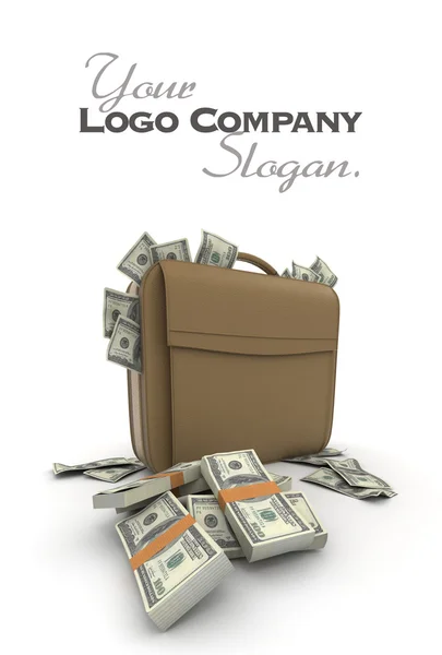 Briefcase with lots of cash, dollar — Stock Photo, Image