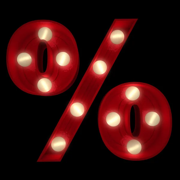 Glowing percentage sign on black — Stock Photo, Image